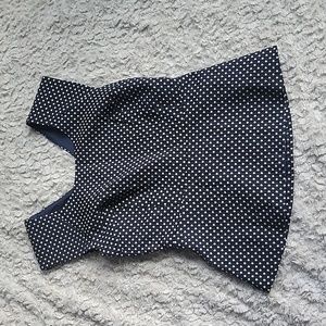 Banana Republic Blouse, 8, Navy Polka Dot Cotton Jacquard Cross-Back Sleeveless